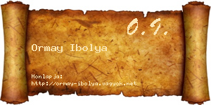 Ormay Ibolya névjegykártya